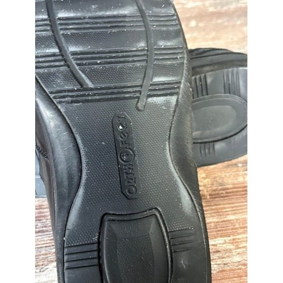 Orthofeet Mens Black Leather Slip On Shoes Size 12 M Adjustable Strap‎ Comfort main image 4